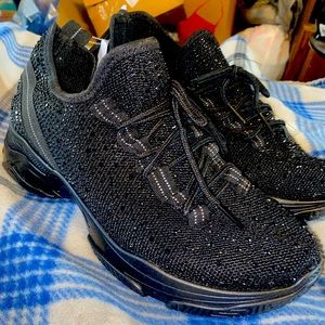 Rhinestone Studded Sneakers - Black